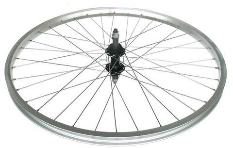 WHEEL - 26" JETSET S/W Alloy Rim, STEEL Screw On MultiSpeed Steel Nutted Hub, Mach 1 Spokes, REAR.  SILVER with BLACK Hub.   (Matching Front 94049)