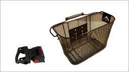 BASKET - Front, Mesh, With Angle Adjustable Bracket, For Light Weight Cargo, suits 31.8mm BB, Black