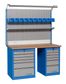 UNIOR Professional Workbench & back board, w/ 2 x chests -professional draws, inc shelf, overhead lighting console, parts trays & hooks  L 1500 x W 750 x H 2025mm - 625761 - Tools Sold Separately