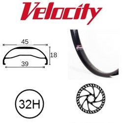 RIM 29er x 39mm - VELOCITY DUALLY - 32H - (662 x 39) - Presta Valve - Disc Brake - D/W - BLACK - Tubeless Ready - (ERD 604)