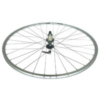 WHEEL  700c  Alex R-450 D/W Alloy Rim, Novatec Sealed 8/11 Speed Q/R Hub, Mach 1 Spokes, REAR.  SILVER with BLACK Hub   (Matching Front 94957)