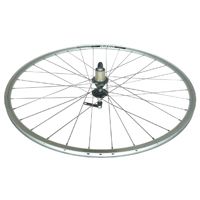 WHEEL  700c  Alex R-450 D/W Alloy Rim, Novatec Sealed 8/11 Speed Q/R Hub, Mach 1 Spokes, REAR.  SILVER with BLACK Hub   (Matching Front 94957)