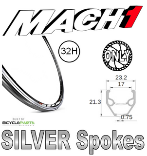 WHEEL - 26" Mach1 MX 32H Black Rim,  8/10 SPEED Q/R (135mm OLD) 6 Bolt Disc Sealed Novatec Black Hub,  Mach 1 SILVER Spokes