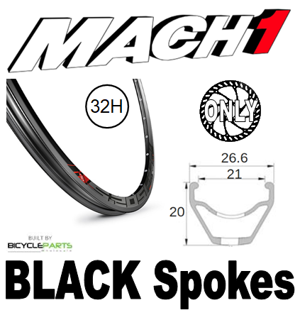 WHEEL - 27.5/650B Mach1 5.20 SL 32H S/j Black Rim,  8/11 SPEED Q/R (135mm OLD) 6 Bolt Disc Sealed Novatec Black Hub,  Mach 1 BLACK Spokes