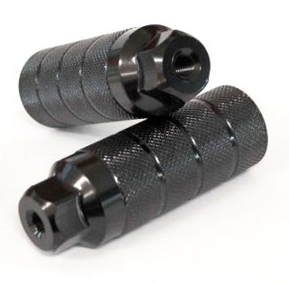 FOOT PEGS, Pair,  3/8" x 26T Axle, 36 x 110mm Threaded, STEEL, BLACK. sold as pair