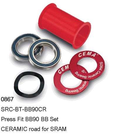 Press Fit BB90   B.B set Ceramic road Sram  W. 90.5 x od. 37.  Mod .SRC-BT-BB90CR
