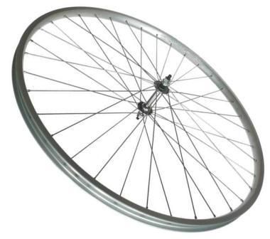 WHEEL  FRONT 27 x 1 1/4  Nutted 5/16 axle, ALLOY Silver rim / ALLOY Silver hub,  SS spokes 36h