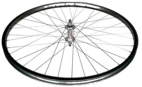 WHEEL Front  27.5/650B - Single wall Black alloy rim, nutted alloy silver hub (100mm O.L.D.) , 36 holeSilver Stainless steel spokes