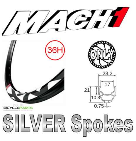 WHEEL - 26" Mach1 MX 559 D/w 36H F/v Eyeletted Black Rim, SCREW-ON MULTI Q/R (135mm OLD) 6 Bolt Disc Loose Ball KK Rival Black Hub, Mach1 SILVER Spokes