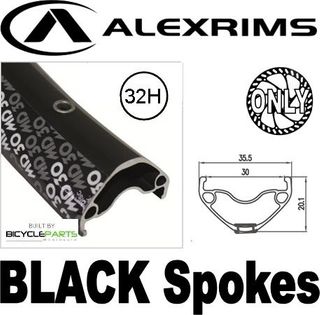 WHEEL - 29er Alex MD30 32H P/j Black Rim,  FRONT 15mm T/A (100mm OLD) 6 Bolt Disc Sealed Novatec Light Weight Black Hub, SILVER Spokes