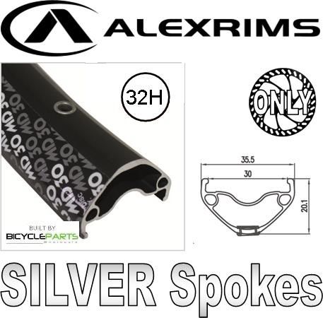 WHEEL - 29er Alex MD30 32H P/j Black Rim,  8/11 SPEED 12mm T/A (148mm OLD) 6 Bolt Disc Sealed Novatec (E440 Hub Body) Boost Alloy Axle & Freehub Body Black Hub, SILVER Spokes