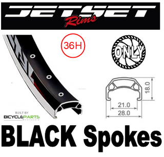 WHEEL - 700C Jetset CH-E213 36H P/j Black Rim,  FRONT DYNAMO Q/R (100mm OLD) 6 Bolt Disc Sealed SP Black Hub,  Mach 1 BLACK Spokes