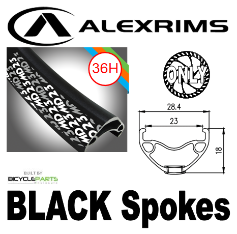 WHEEL - 29er Alex MD23 36H P/j Black Rim,  FRONT DYNAMO Q/R (100mm OLD) 6 Bolt Disc Sealed SP Black Hub,  Mach 1 BLACK Spokes