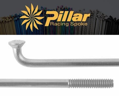 Spoke, Pillar, SILVER, 310mm, 12G (2.6mm), Stainless Steel, (Includes Nipple (OD 4.6mm)) J-Bend, SOLD INDIVIDUALLY