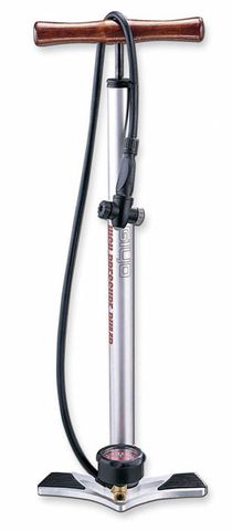 GIYO Floor pump, wooden handle, 160psi, A/V & F/V, quick lock nozzle, with gauge