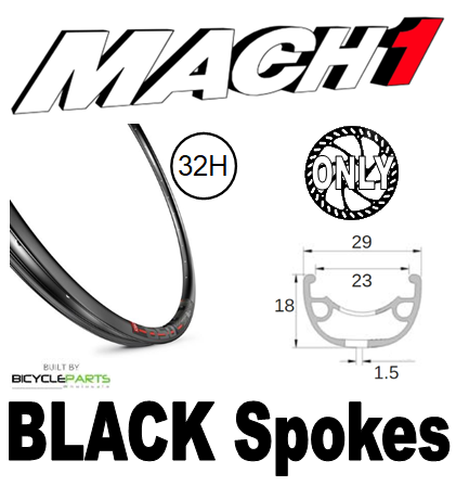 WHEEL - 29er Mach1 650 32H P/j Black Rim,  FRONT 15mm T/A (110mm OLD) 6 Bolt Disc Sealed Novatec Boost Black Hub,  Mach 1 BLACK Spokes