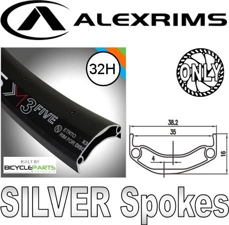 WHEEL - 29er Alex XM35 D/w 32H F/v D/s Black Rim, FRONT 3 in One (100mm OLD) 6 Bolt Disc Sealed Novatec Light Weight Black Hub, Mach1 SILVER Spokes