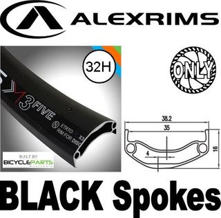 WHEEL - 29er Alex XM35 D/w 32H F/v D/s Black Rim, 8/10 SPEED Q/R (135mm OLD) 6 Bolt Disc Loose Ball Joytech Black Hub, Mach1 BLACK Spokes