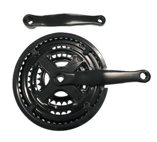 170mm x 28/38/48T MTB Chainwheel Set - Diamond Taper, 30mm Offset, Chain Guard, Steel, Black