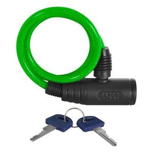 LOCK - Bumper Cable Lock, 600x6mm, 2 keys provided, GREEN   - Oxford Product