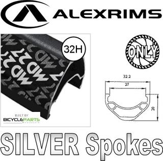 Wheel 650b/27.5" Alex MD-27 , D/w Eyeleted All Black Rim (32h) , Novatec Sealed  Front 6 Bolt Disc Q/R Hub , SILVER Mach 1 Spokes , FRONT