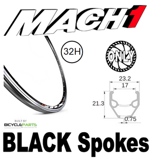 WHEEL - 26" Mach1 MX 32H Black Rim,  8/10 SPEED 12mm T/A (142mm OLD) 6 Bolt Disc Sealed Novatec Black Hub,  Mach 1 BLACK Spokes