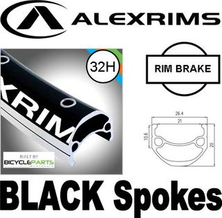 WHEEL - 29er Alex DM21 D/w 32H F/v - M/e Black Rim, FRONT DYNAMO Q/R (100mm OLD) Sealed SP Black Hub, Mach1 BLACK Spokes