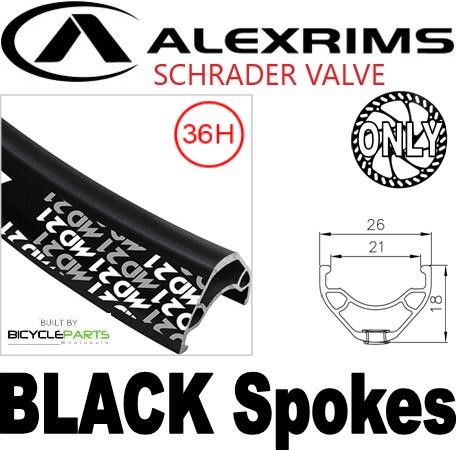 WHEEL - 29er Alex MD21 36H P/j Black Rim with Eyelets, Schrader Valve,  2 SPEED INTERNAL COASTER 3/8 Nutted (117mm OLD) Loose Ball Sturmey Silver Hub, BLACK Spokes