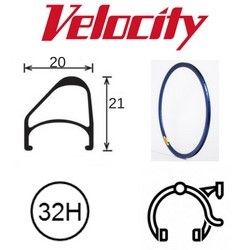 RIM 700c x 14mm - VELOCITY AEROHEAD OC - 32H - (622 x 14) - Presta Valve - Rim Brake - D/W - BLUE (Powder Coated) - MSW - OCR