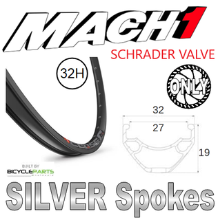 WHEEL - 29er Mach1 CROSS-R 27 32H S/j Schrader Valve Black Rim,  8/11 SPEED 12mm T/A (148mm OLD) 6 Bolt Disc Sealed Novatec (F333 Hub Body) Boost Black Hub, SILVER Spokes