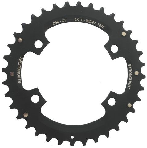 `A NEW ITEM - CHAINRING - MTB "STRONGLIGHT" 36T - SHIMANO - 2X11, 7075-T6 BLACK, 2x11 speed, 96 BCD, Outer not threaded, 36T, 4 arms, Quality Stronglight product 272301