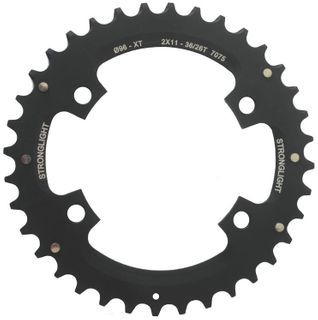 CHAINRING - MTB "STRONGLIGHT" 36T - SHIMANO - 2X11, 7075-T6 BLACK, 2x11 speed, 96 BCD, Outer not threaded, 36T, 4 arms, Quality Stronglight product 272301