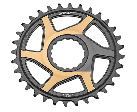 `A NEW ITEM - TRP Chainring CR-M9050, 32T - 0mm offset - Chainring Cinch Interface, Duotone (Sandblasted Black / Gold)