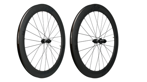 `A NEW ITEM - Wheelset CARBON 700c Novatec R6 Disc Centerlock (21mm inner width, 60mm deep rims). Tubeless Ready R: 142 x 12mm Thru. F: 100 x 12mm Thru