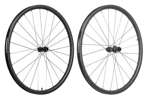 `A NEW ITEM - Wheelset CARBON 700c Novatec G24 Pro Gravel Centerlock (30mm wide 24mm inner width rims). DRS Shimano HG driver R: 142 x 12mm Thru. F: 100 x 12mm Thru