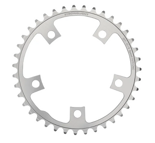 A NEW ITEM - CHAINRING - ROAD "STRONGLIGHT", 39T, 7075 CNC SILVER - 110mm BCD, 5 Hole for 2 x 9/10 Spd