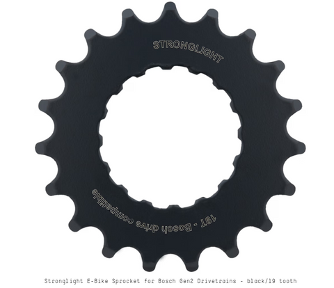 `A NEW ITEM - E-BIKE SPROCKET, COMP. BOSCH - 2nd GENERATION, STEEL, BLACK, 19T, a Quality STRONGLIGHT product, - 262561