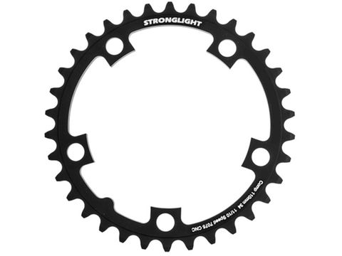 CHAINRING - ROAD "STRONGLIGHT", 34T, 7075 CNC Black - 110mm BCD, 5 Hole for 10/11 Spd