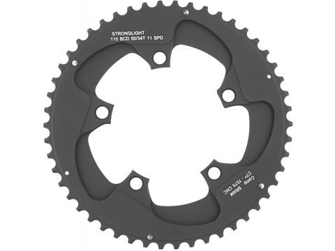 CHAINRING - ROAD "STRONGLIGHT", 53T, 7075 CNC Black CT2  SRAM Red - 110mm BCD, 5 Hole for 11 Spd