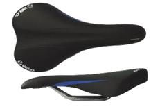Saddle, SPORTS, Black, Vinyl top, with Blue lines on sides, Cr-mo rails, w/ clamp 276 x 145mm