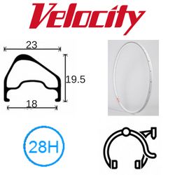 RIM 700c x 18mm - VELOCITY A23 OC - 28H - (622 x 18) - Presta Valve - Rim Brake - D/W - SILVER - MSW - OCR