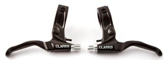 V Brake  Levers, pair, Black, use with twist and thumb gear shift., hinged clamp, Value CLARKS product