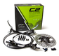 Disc Brake Set, CLARKS RACE SERIES, Hydraulic, 2 PISTON, FRONT & REAR, Post & IS mount, 160mm & 160mm rotors, 5mm hoses & all fittings