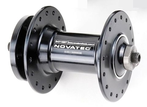 FRONT HUB - Novatec, 32H, 9mm x 110mm Q/R BOOST SPEC, Sealed Bearings, 6 Bolt Disc, Alloy Axle & Freehub Black Hub