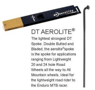 SPOKES - DT Aerolite Spoke, 284mm, BLACK (Sold Individually) - BLADED (14G (2mm) Hook & Thread, 0.9 x 2.3mm Profile), J Hook, Stainless Steel