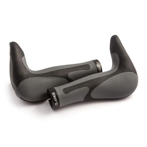 GRIPS, Clarks, Ergonomic "lock-on" grips with Integrated Bar Ends,  Black, Grey