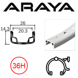 RIM 22" x 20mm - ARAYA KP80 - 36H - (456 x 20) - Schrader Valve - Rim Brake - S/W - SILVER - (ERD 448)