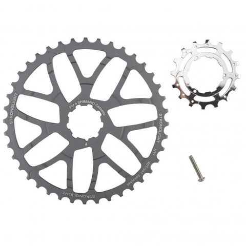 CHAINRING "STRONGLIGHT"  SHIMANO 10 Speed CASSETTE EXTENDER/CONVERSION - 42T - 7075 W/16T Steel Silver