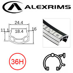 RIM 700c x 18mm - ALEX DM18 - 36H - (622 x 18) - Schrader Valve - Rim Brake - D/W - BLACK - Eyeleted - MSW