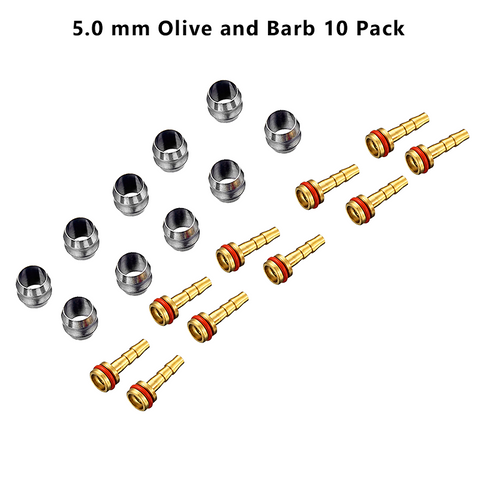 TRP Olive and Barb Pairs to suit 5mm Hose, 10 pieces